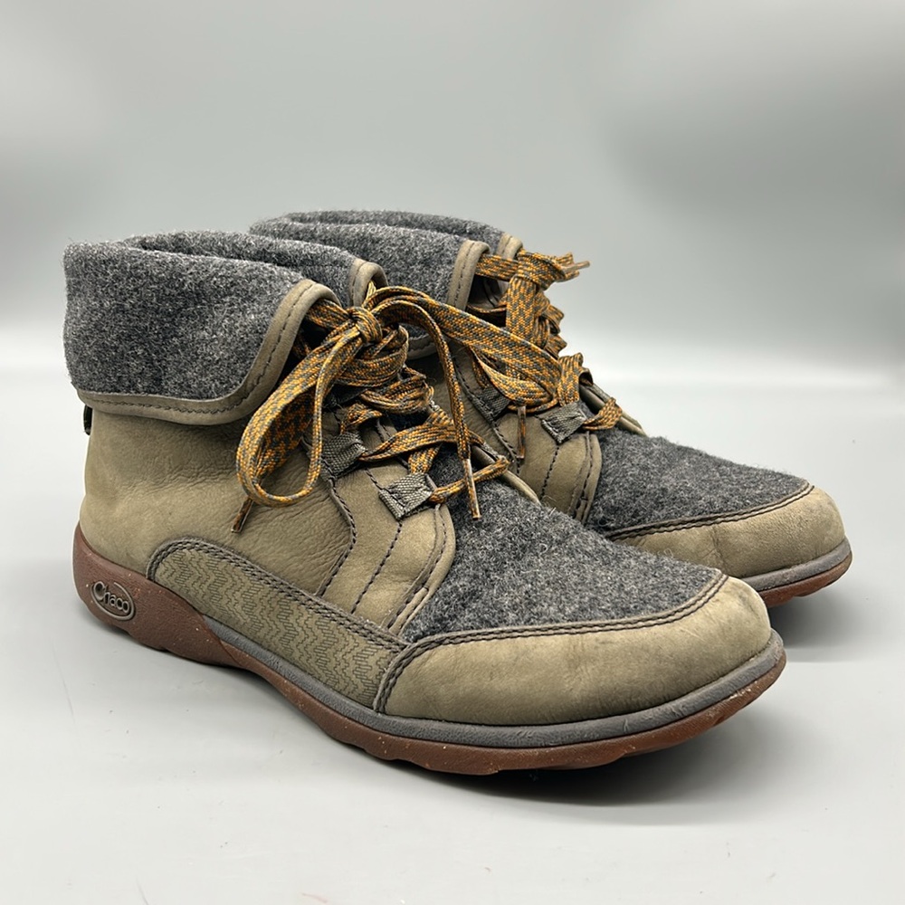 Chaco Barbary Nickel Grey Waterproof Leather Lace Up Boots - Picture 2 of 9